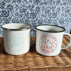 Two POLER enamel camp mugs